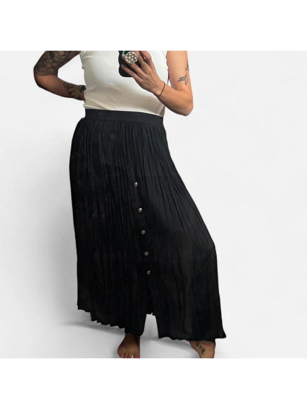 Vintage Black Tiered Midi Skirt